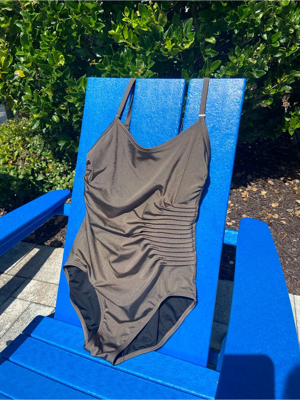 Calvin Klein Olive Brown One-Piece Swimsuit with Side Detail